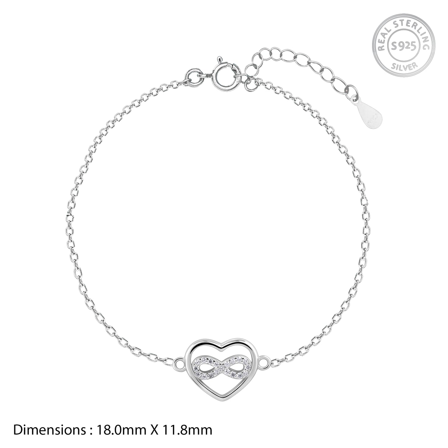 Infinity of Heart Silver Bracelet