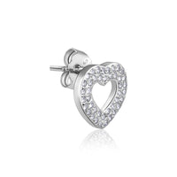 Sparkling Heart Silver Stud Earrings