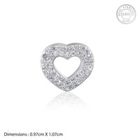 Sparkling Heart Silver Stud Earrings