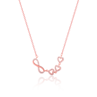 Infinity Love Trifold Hearts Zircon Rose Gold Pendant with Link Chain