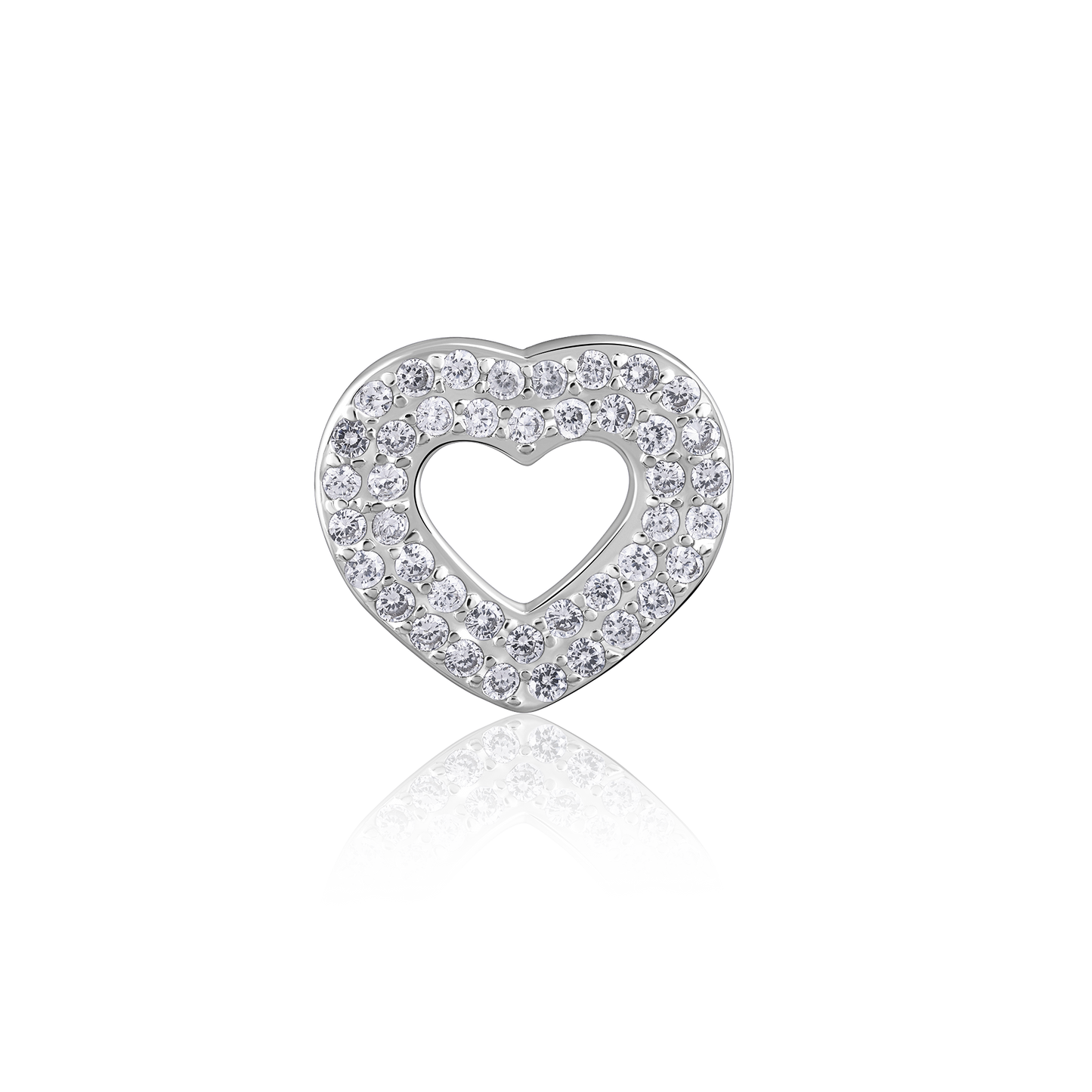 Sparkling Heart Silver Stud Earrings