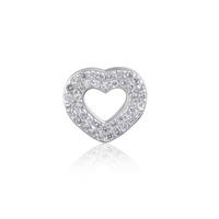 Sparkling Heart Silver Stud Earrings