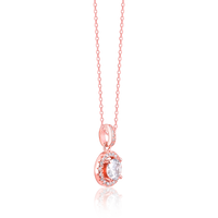 Ornate Solitaire Zircon Rose Gold Pendant with Link Chain