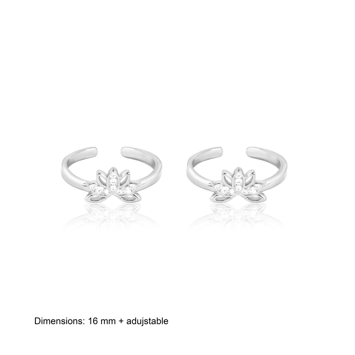 Silver Opulent Lotus Toe Rings