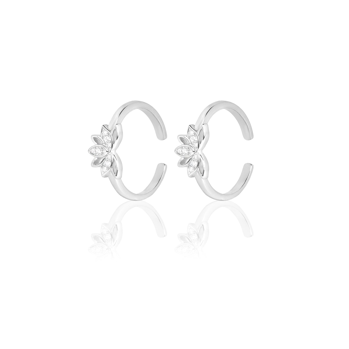 Silver Opulent Lotus Toe Rings