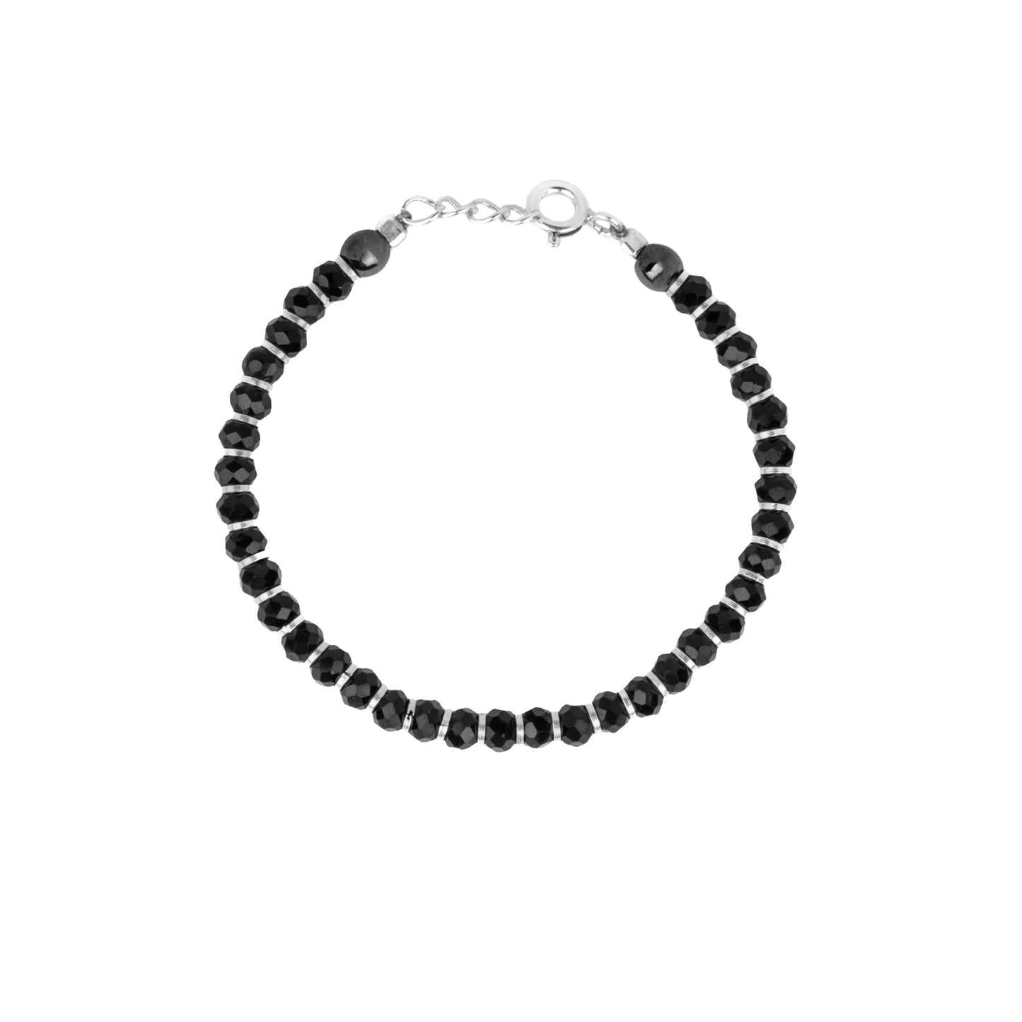 Black Beads Silver Kids Bracelet