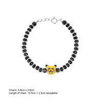 Kitty Smile Black Beaded Silver Kids Bracelets