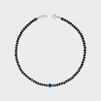 Evil Eye Black Beads Silver Anklet