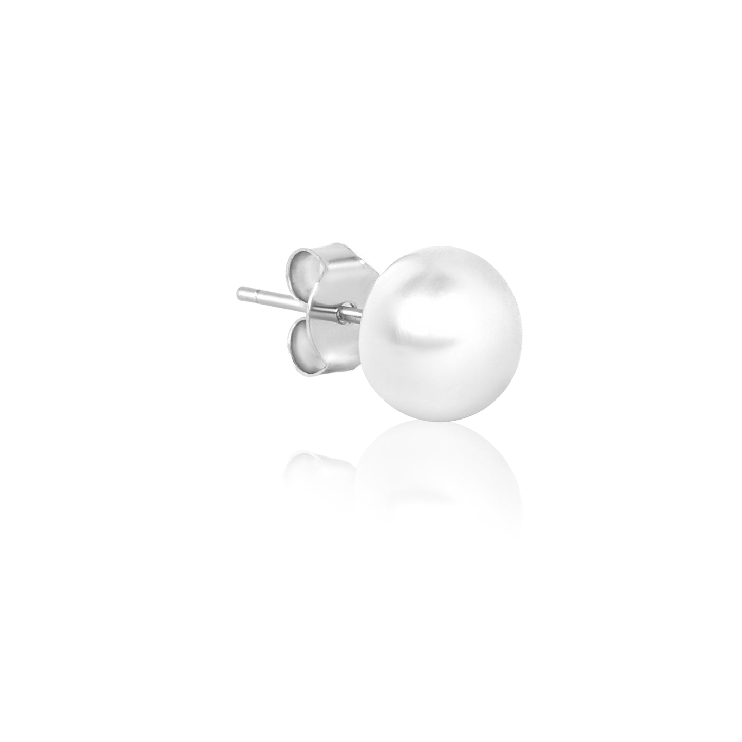 Silver White Pearl Button Studs