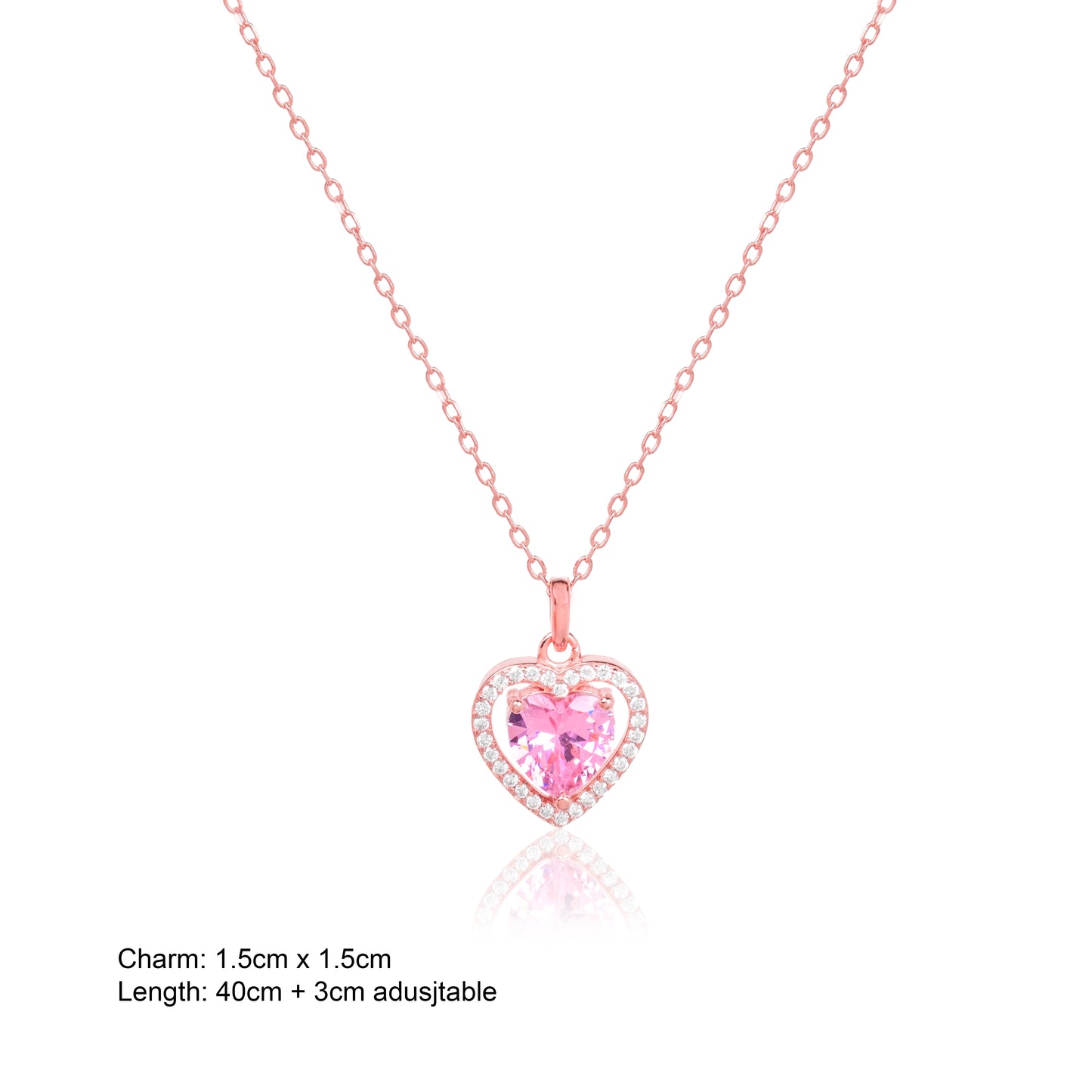 Rose Gold Valentine Heart Pendant with Link Chain