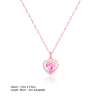 Rose Gold Valentine Heart Pendant with Link Chain