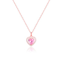 Rose Gold Valentine Heart Pendant with Link Chain