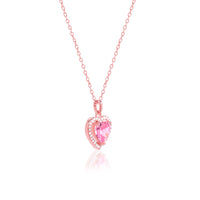 Rose Gold Valentine Heart Pendant with Link Chain