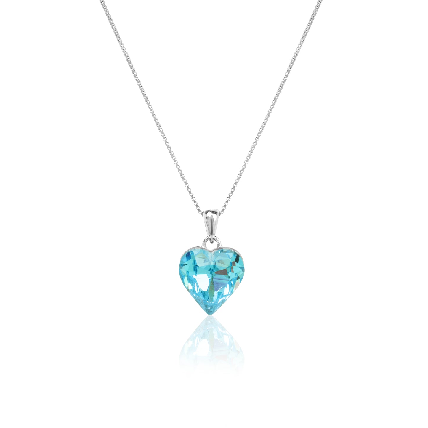 Aqua Marine Titanic Silver Heart Pendant with Link Chain