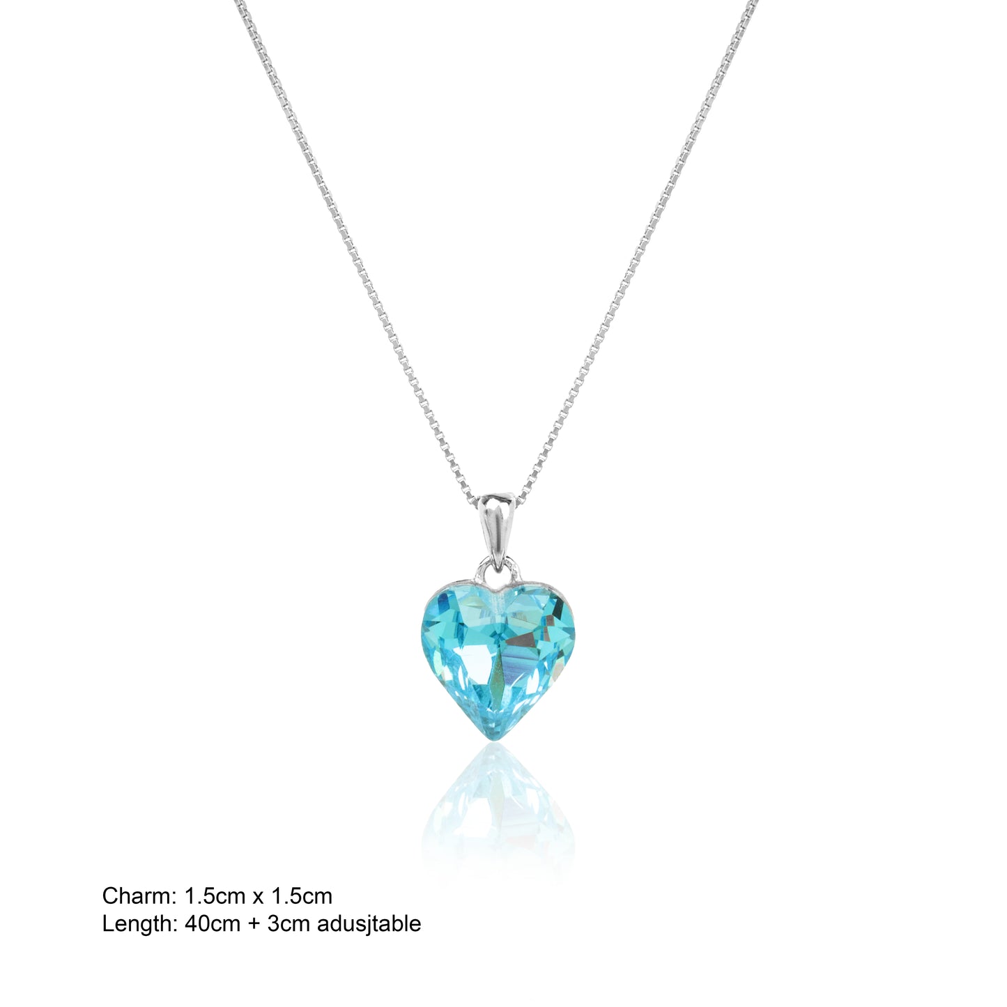 Aqua Marine Titanic Silver Heart Pendant with Link Chain