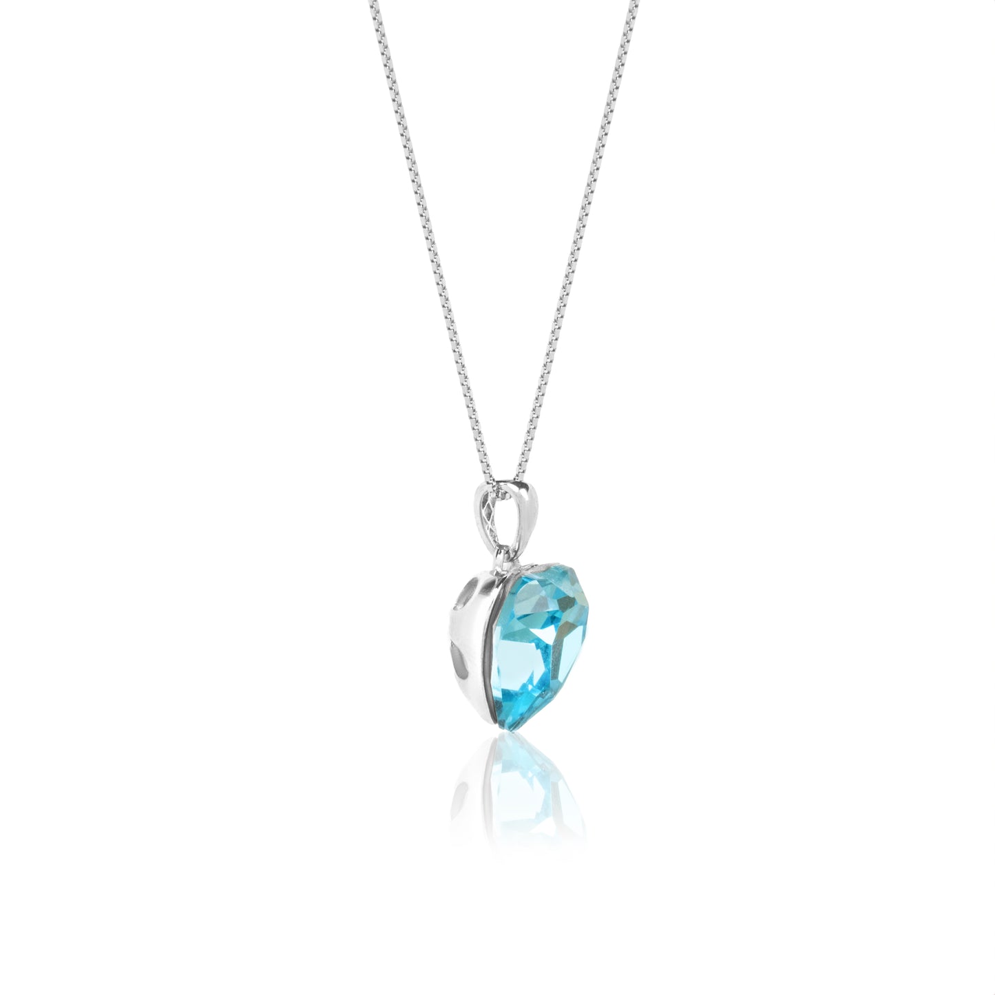 Aqua Marine Titanic Silver Heart Pendant with Link Chain