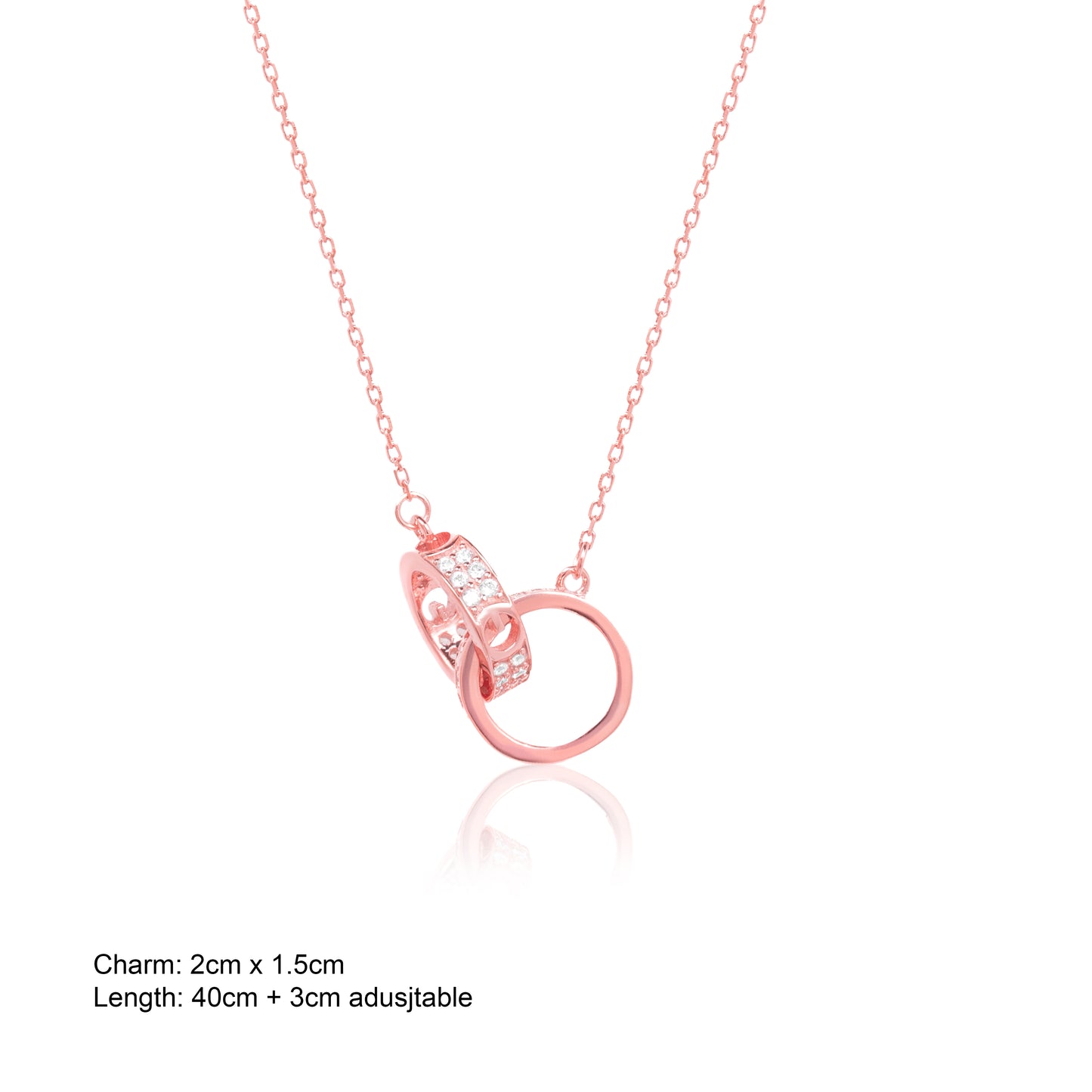 Rose Gold Interlocked Pendant with Link Chain