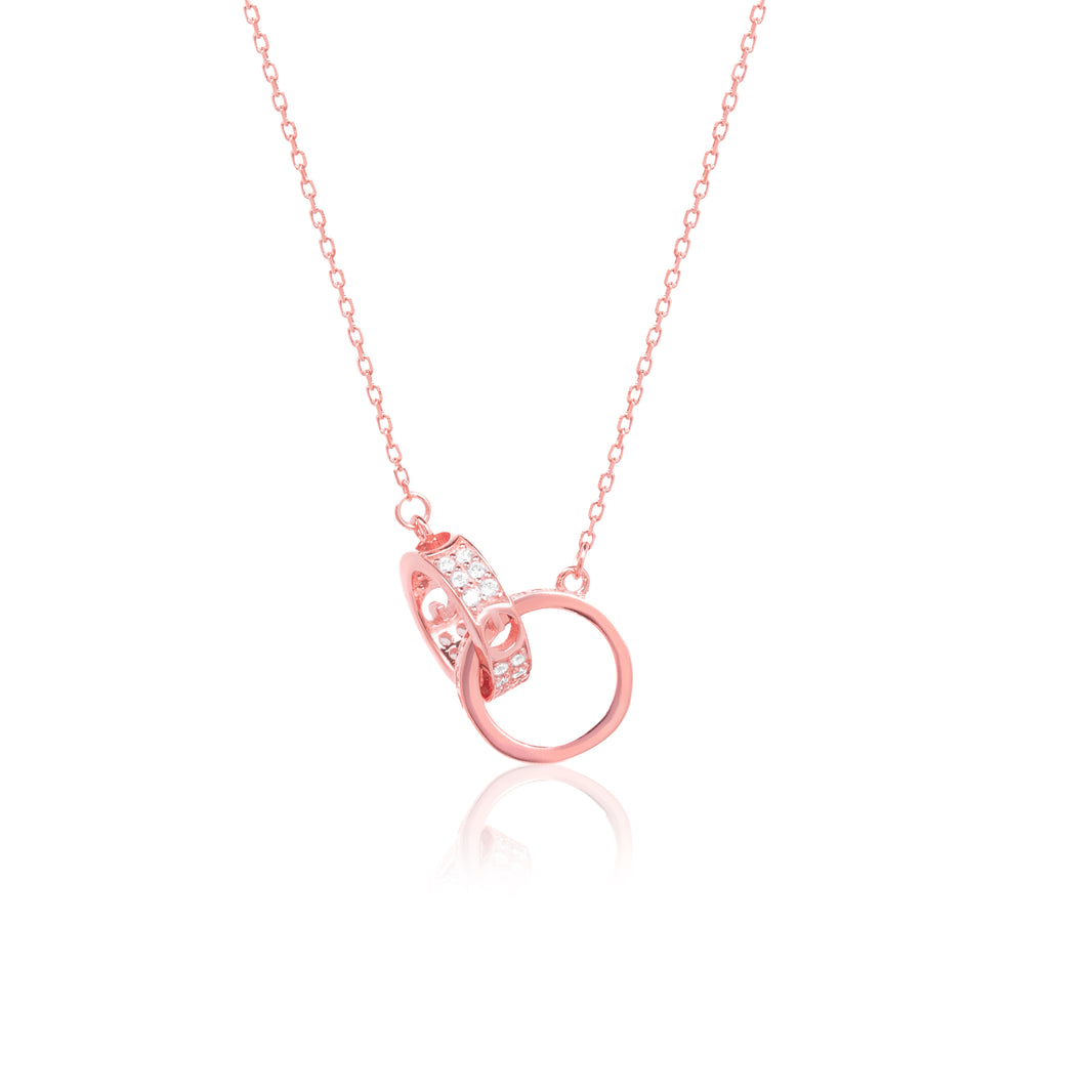 Rose Gold Interlocked Pendant with Link Chain