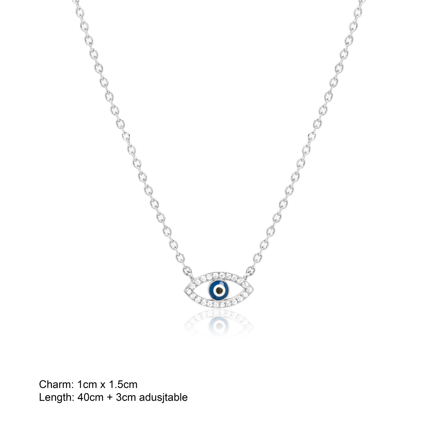 Silver Evil Eye Pendant with Link Chain