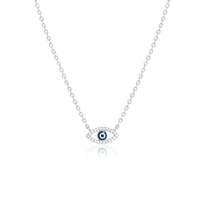 Silver Evil Eye Pendant with Link Chain