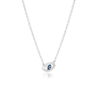 Silver Evil Eye Pendant with Link Chain