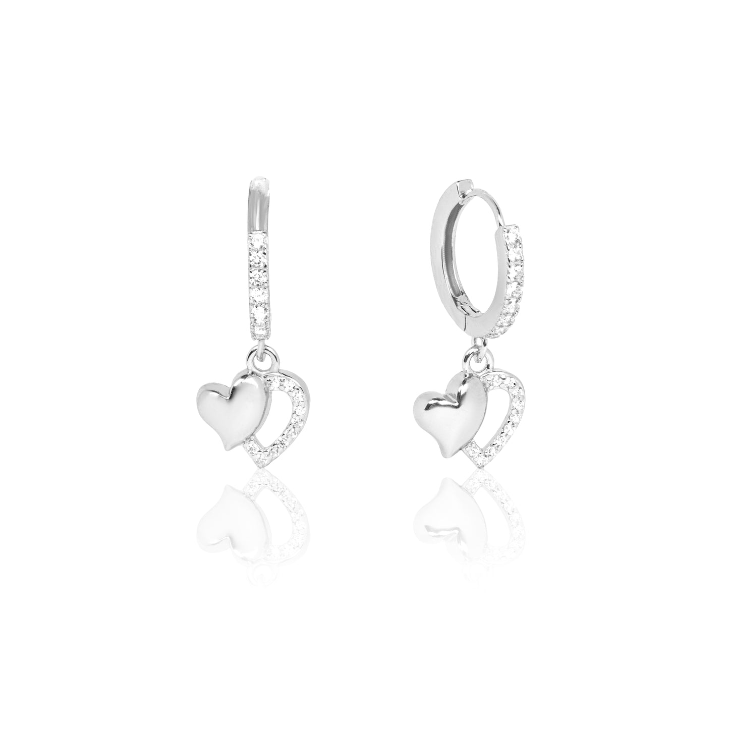 Silver Hanging Heart Hoop earrings