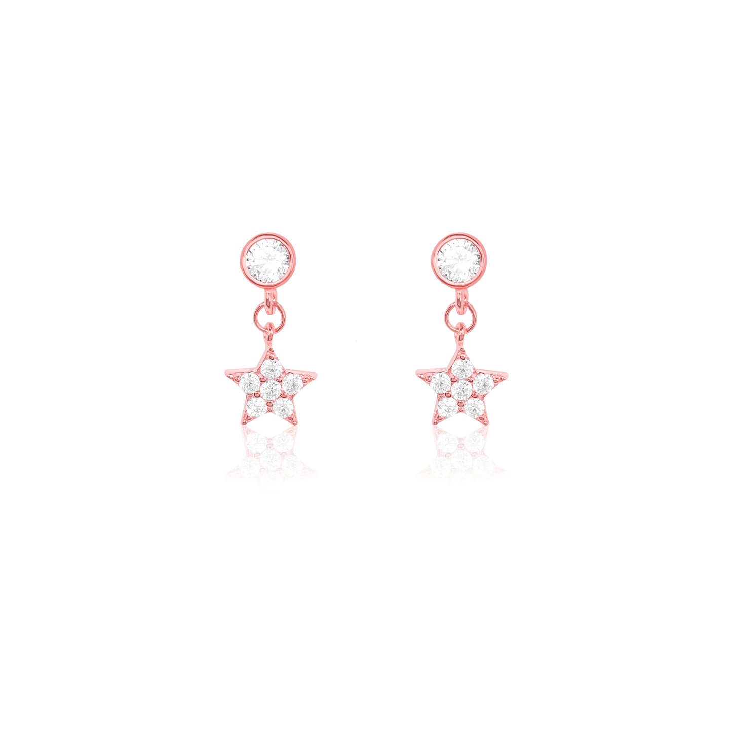 Stellar Rose Gold Star Zircon Drop Earrings