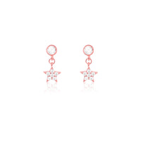 Stellar Rose Gold Star Zircon Drop Earrings