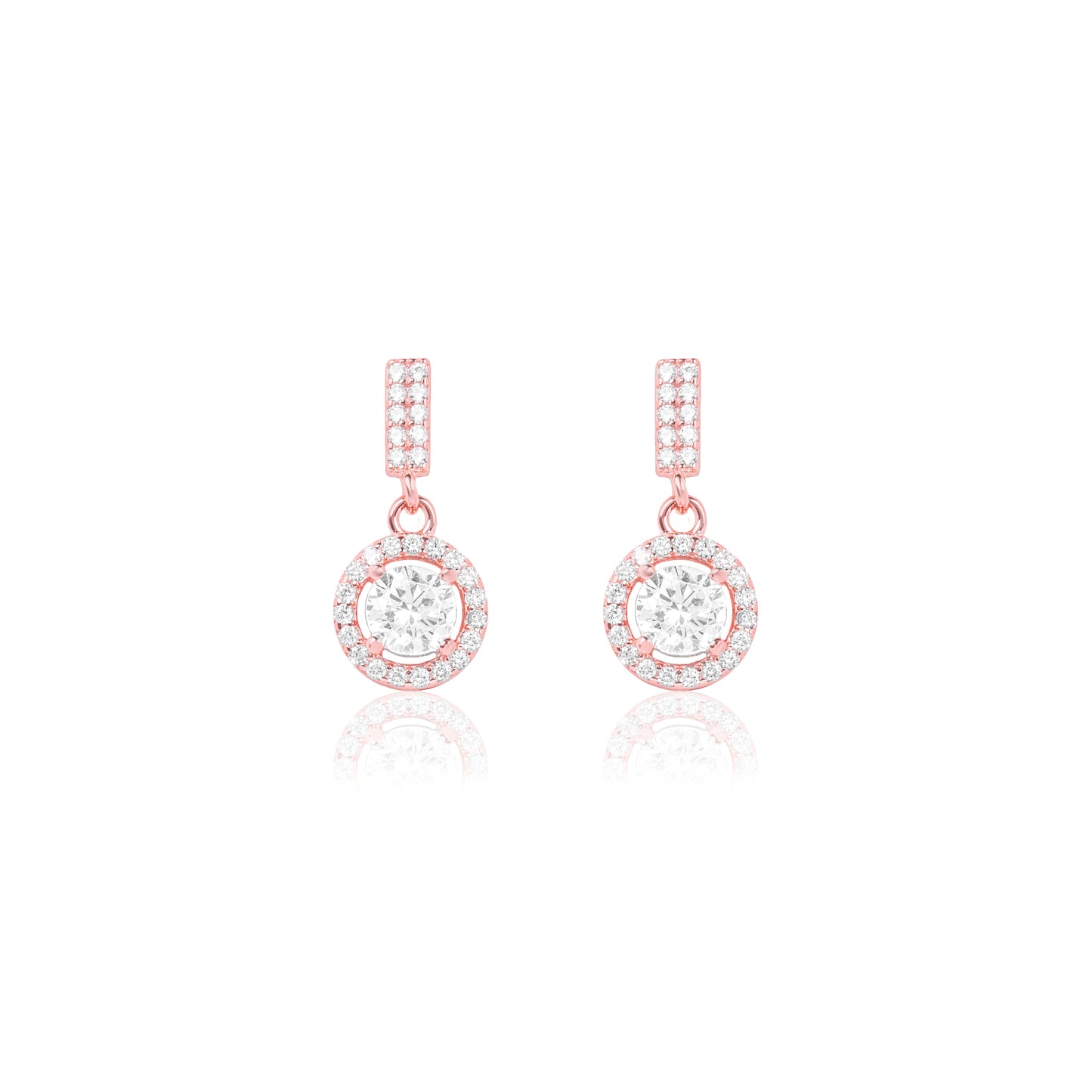 Solitiare Zircon Rose Gold Hanging Ornate Drop earrings