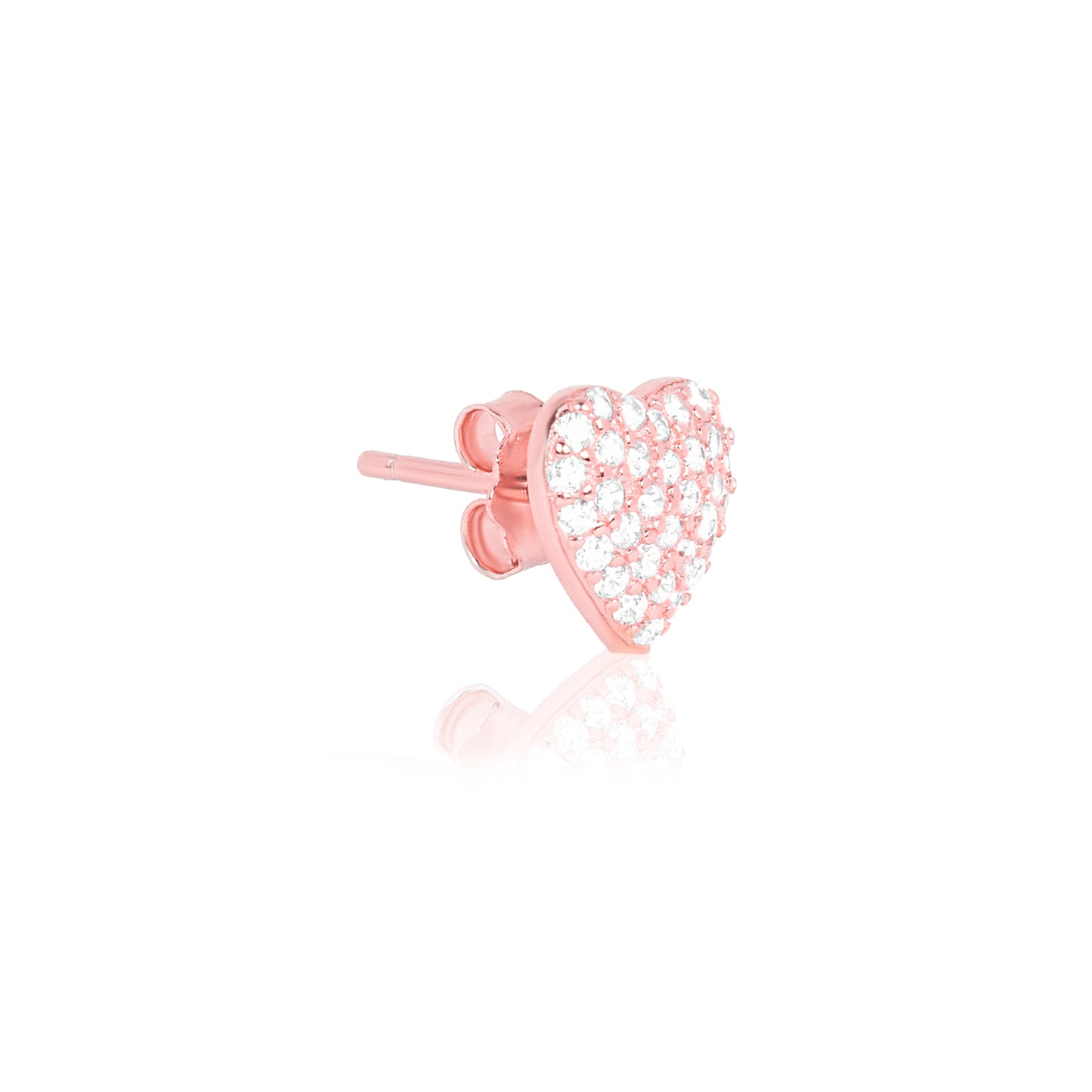 Rose Gold Zircon Heart Studs