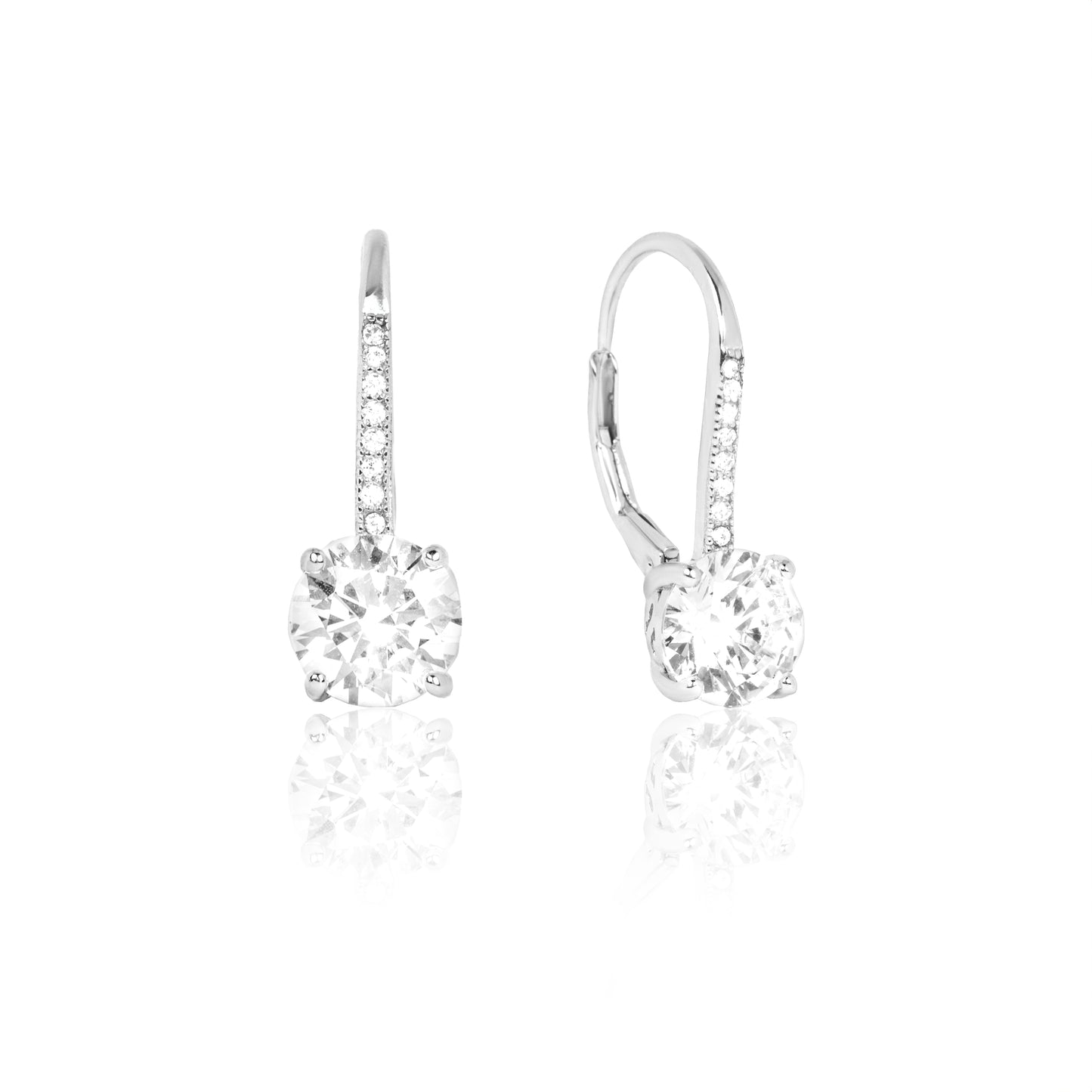 Silver Solitaire Magnetic Zircon Earrings