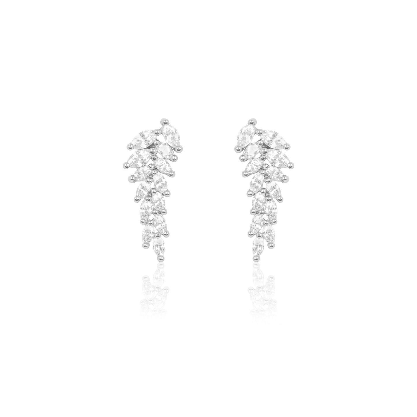 Silver Leaf Zircon Earrings