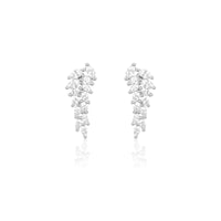 Silver Leaf Zircon Earrings