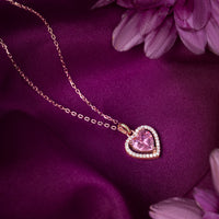 Rose Gold Valentine Heart Pendant with Link Chain