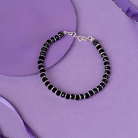 Black Beads Silver Kids Bracelet