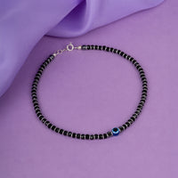 Evil Eye Black Beads Silver Anklet