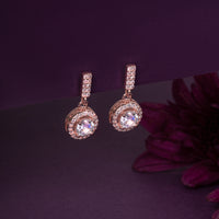 Solitiare Zircon Rose Gold Hanging Ornate Drop earrings