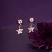 Stellar Rose Gold Star Zircon Drop Earrings