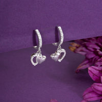 Silver Hanging Heart Hoop earrings