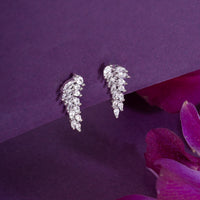 Silver Leaf Zircon Earrings