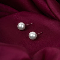 Silver White Pearl Studs