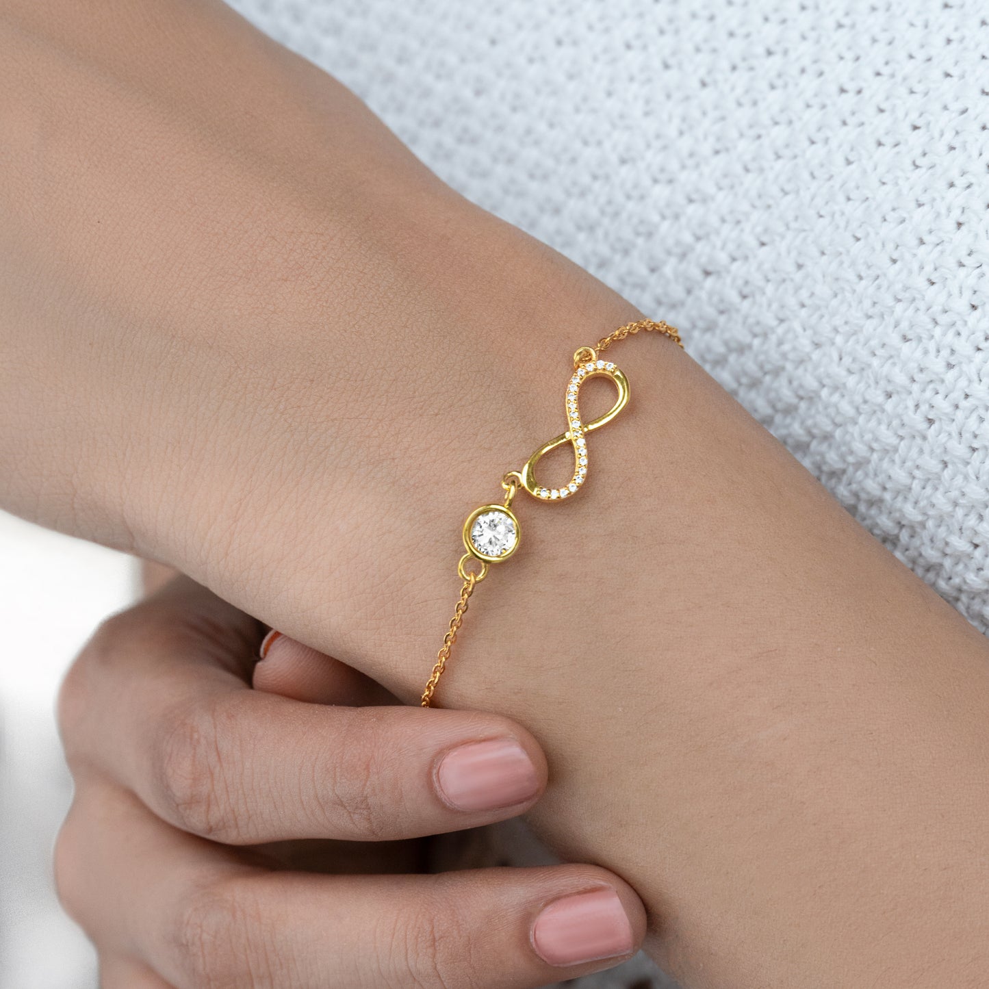 Yellow Gold Infinity Solitaire Bracelet