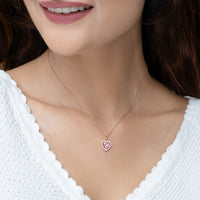 Rose Gold Valentine Heart Pendant with Link Chain