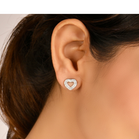 Sparkling Heart Silver Stud Earrings