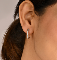 Delicate Dainty Zircon Mini Hoop Silver Earrings