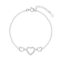 Triple Heart Connection Silver Bracelet