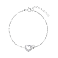 Enchanted Love Silver Duo Hearts Bracelet