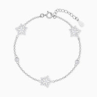 Triple Star Silver Floral Zircon Bracelet