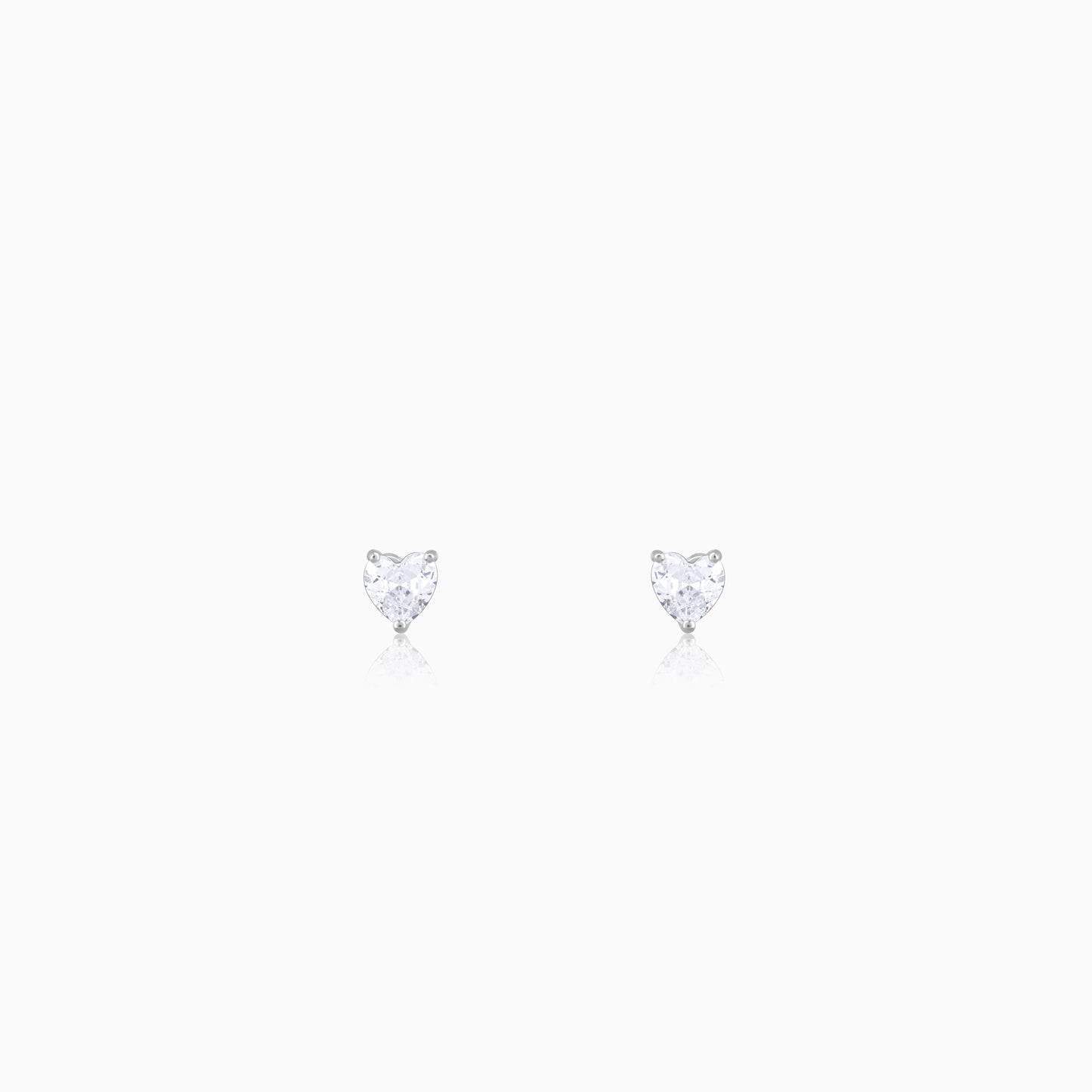 Love Heart Solitaire Silver Studs