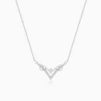 Signature V-Shaped Silver Pendant with Link Chain